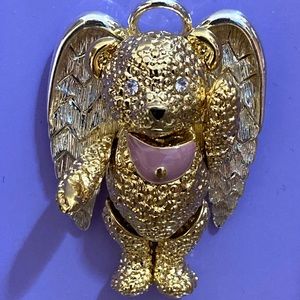 NEW🧸Vintage Napier Moveable Teddy Bear Angel pin brooch pendant ornament